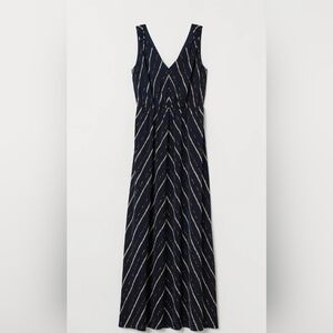 H&M Dark Blue and White Striped Maxi Dress